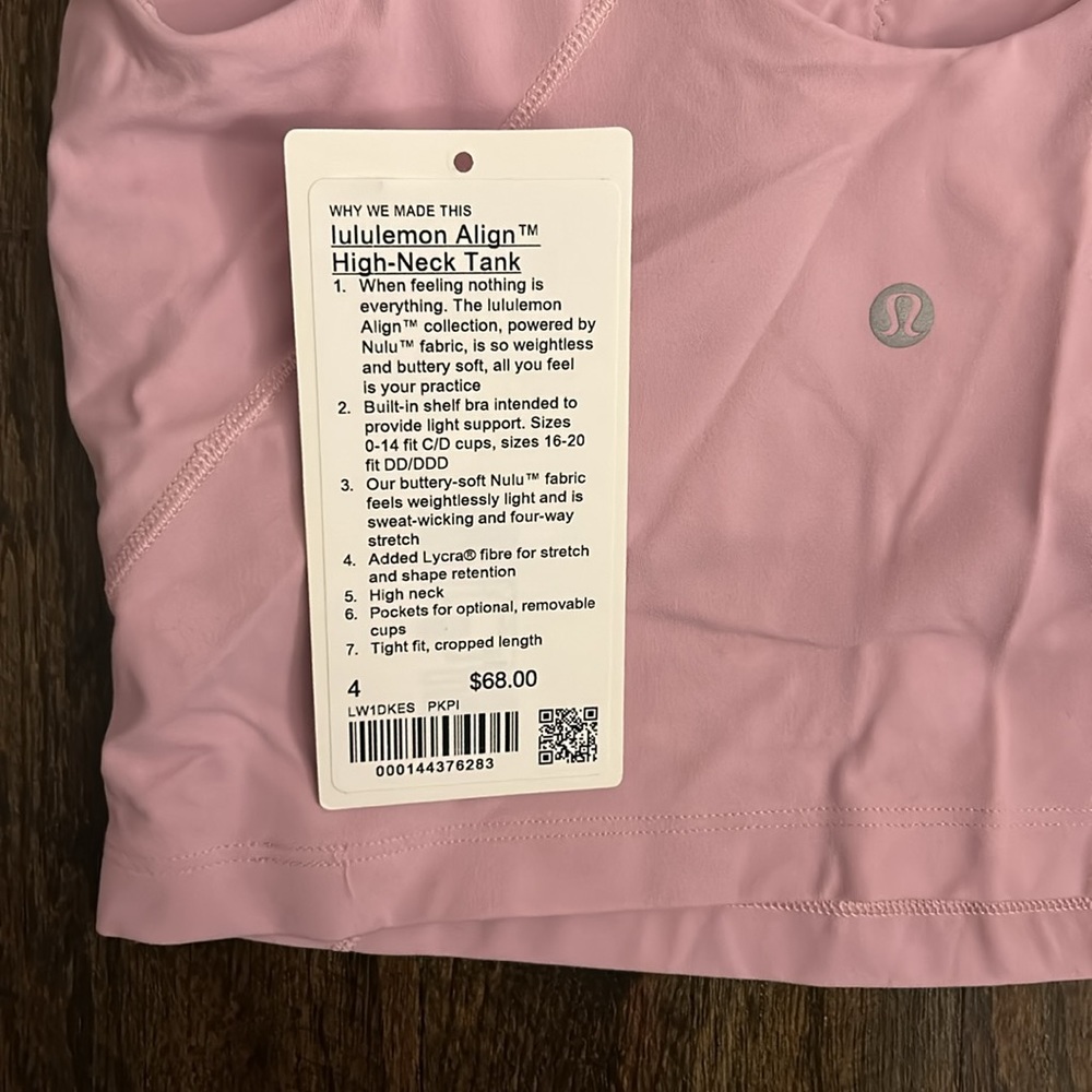 *BRAND NEW* lululemon Align High-Neck Tank Size 4 Pink Peony